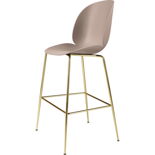 soft pink shell + semi matt brass base - Beetle Stool H75cm - Gubi