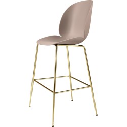 soft pink shell + semi matt brass base - Beetle Stool H65cm - Gubi