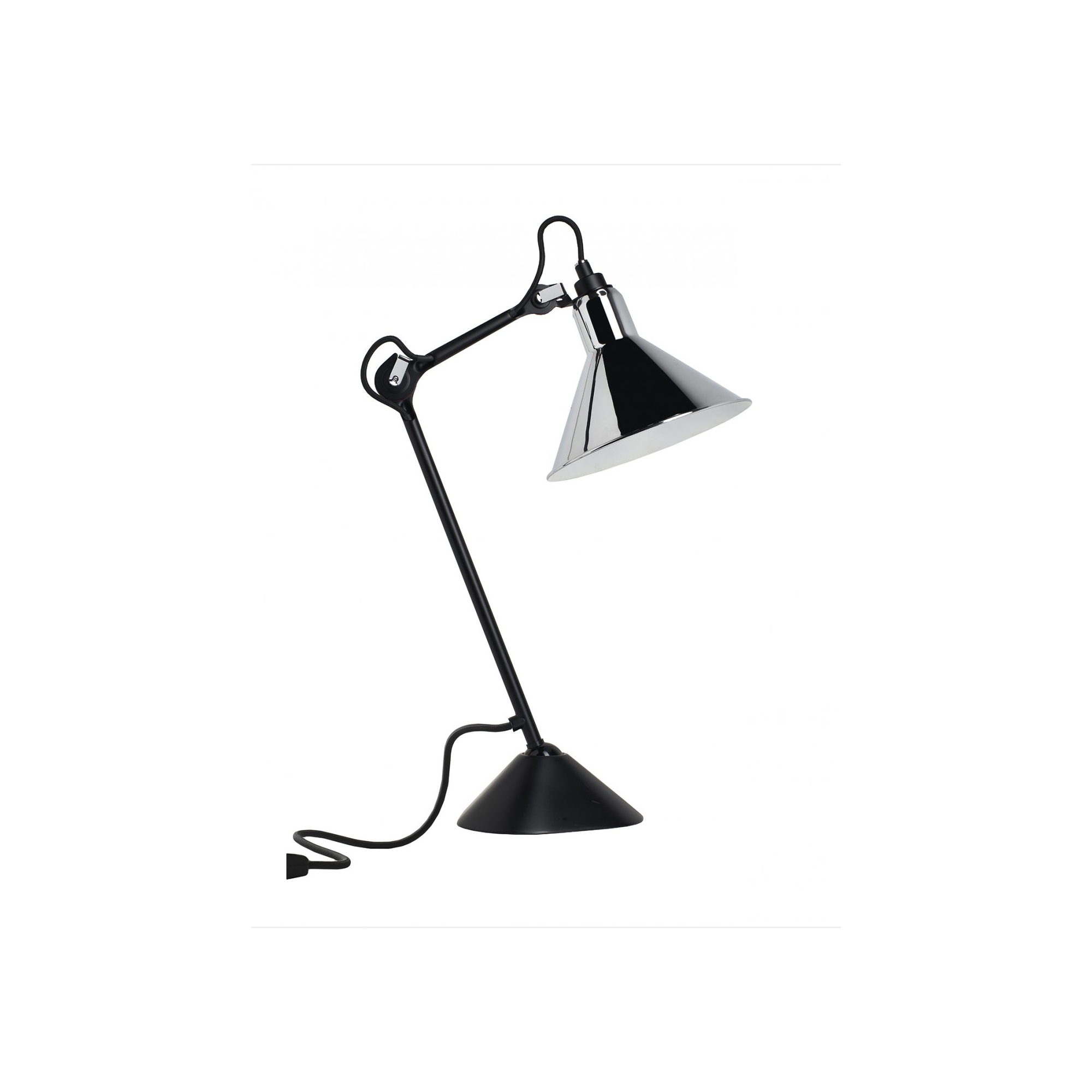 noir / cône chrome - Gras 205 - lampe de table - DCW éditions