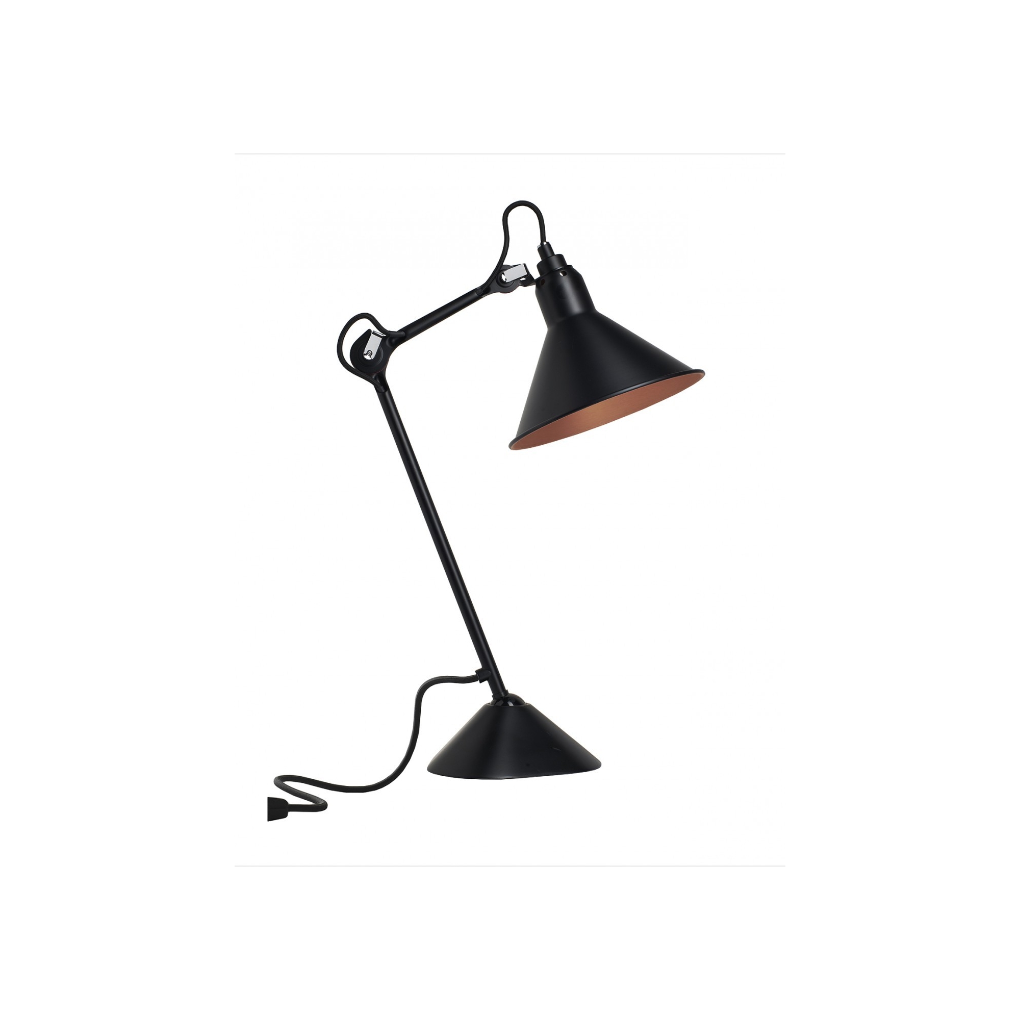 noir / cône noir, interieur cuivre - Gras 205 - lampe de table - DCW éditions