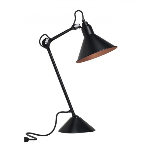 noir / cône noir, interieur cuivre - Gras 205 - lampe de table - DCW éditions