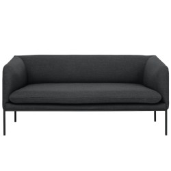 Fiord fabric 171 – black base – Turn 2-seater sofa - Ferm Living