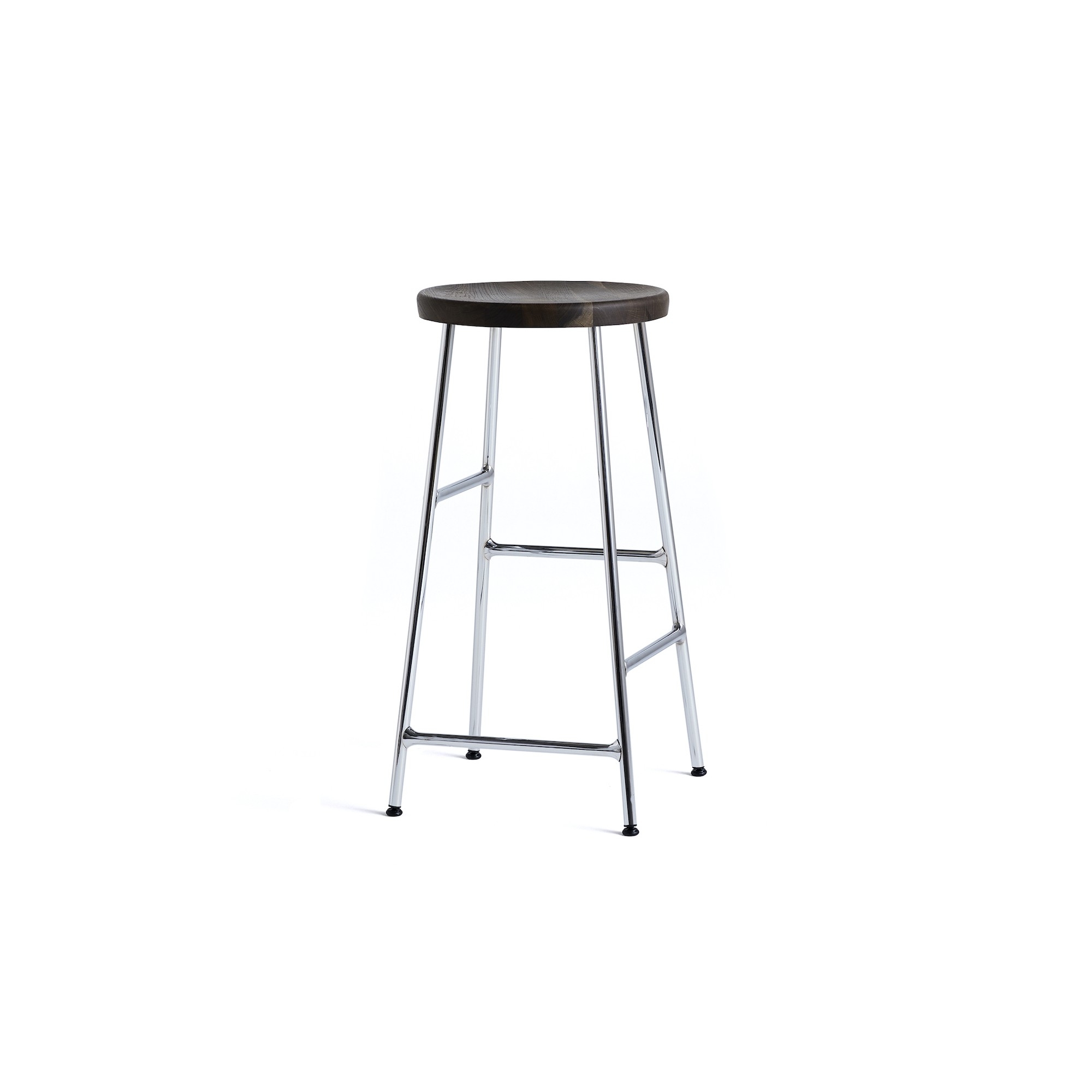 H65 - smoked oak + chromed steel - Cornet bar stool - HAY