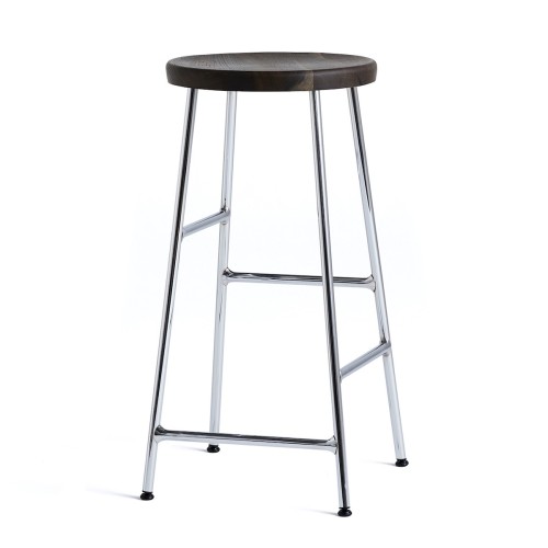 H65 - smoked oak + chromed steel - Cornet bar stool - HAY