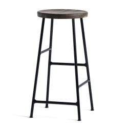 H65 - chêne fumé + acier noir doux - tabouret de bar Cornet - HAY