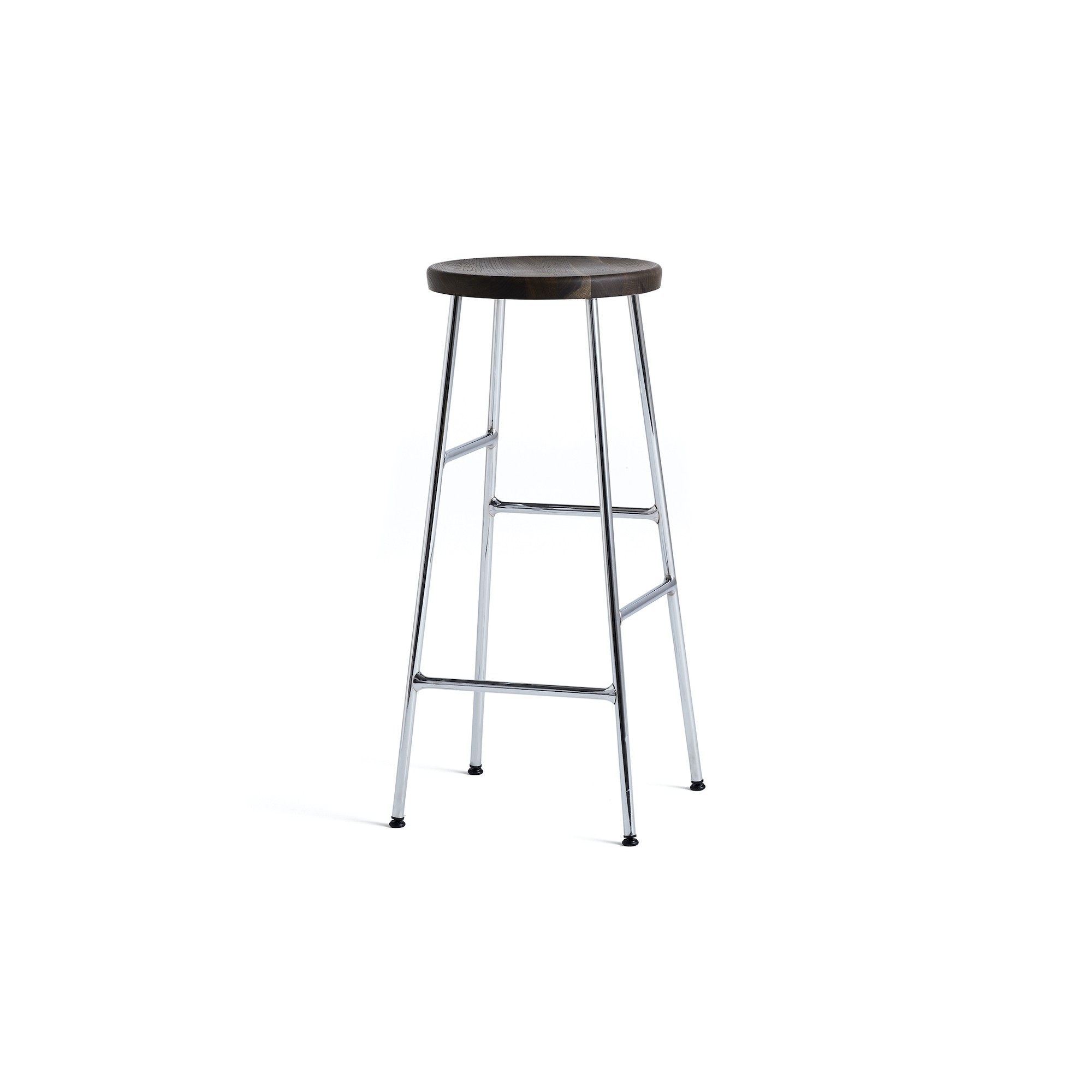 H75 - smoked oak + chromed steel - Cornet bar stool - HAY