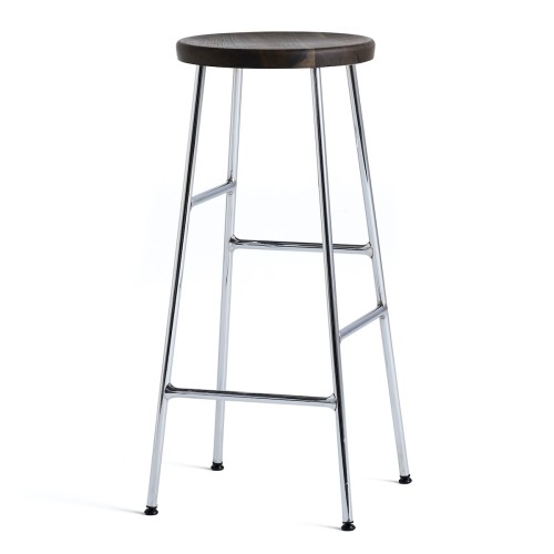 H75 - smoked oak + chromed steel - Cornet bar stool - HAY