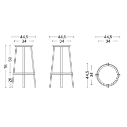 gris ciel - H75 - tabouret de bar Revolver - HAY