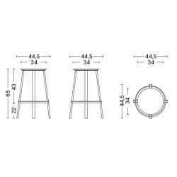 sky grey - H65 - Revolver bar stool - HAY