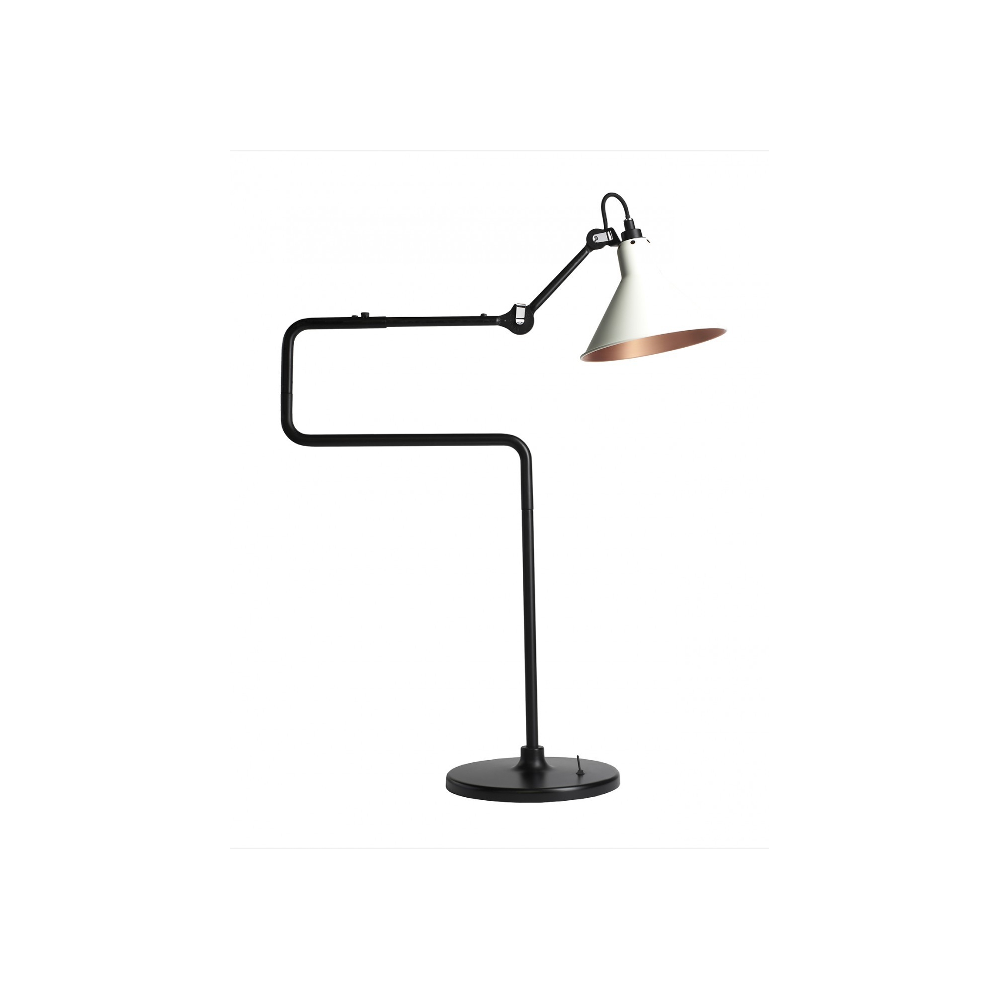 noir / cône blanc, intérieur cuivre - Gras 317 - lampe de table - DCW éditions