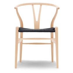 Carl Hansen & Søn – Chaise CH24, hêtre savonné et corde de papier noire