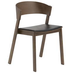 stained dark brown oak + Refine leather black seat – Cover Side Chair - Muuto