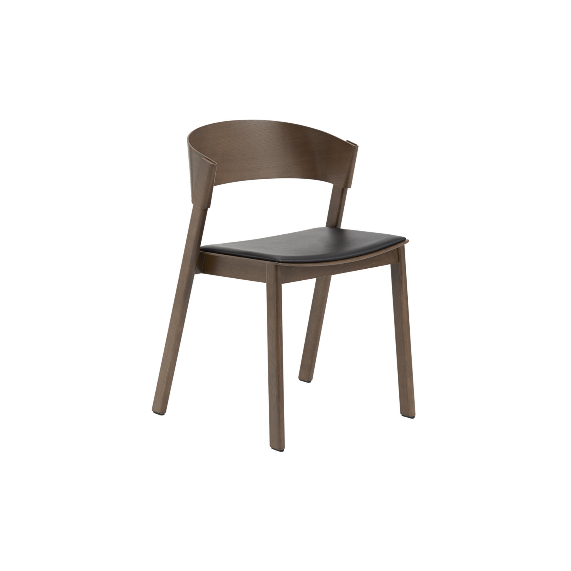 chêne teinté brun foncé + assise cuir Refine noir – chaise Cover Side Chair - Muuto