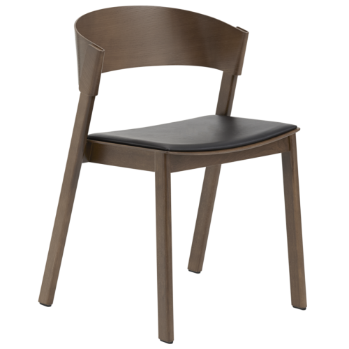 stained dark brown oak + Refine leather black seat – Cover Side Chair - Muuto