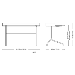 linoleum mushroom - base chêne et chrome - bureau Pavilion AV17 - &Tradition