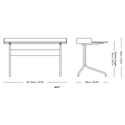 linoleum iron - base noyer et chrome - bureau Pavilion AV17 - &Tradition