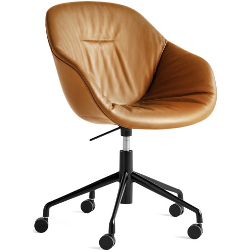 Soft -  Cognac 250 Silk leather - black swivel base - AAC153 Soft - HAY