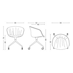 chaise AAC25 Soft (entièrement tapissée rembourrée + roulettes) - HAY