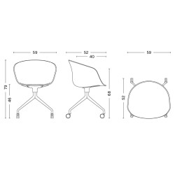 chaise AAC25 (entièrement tapissée + roulettes) - HAY