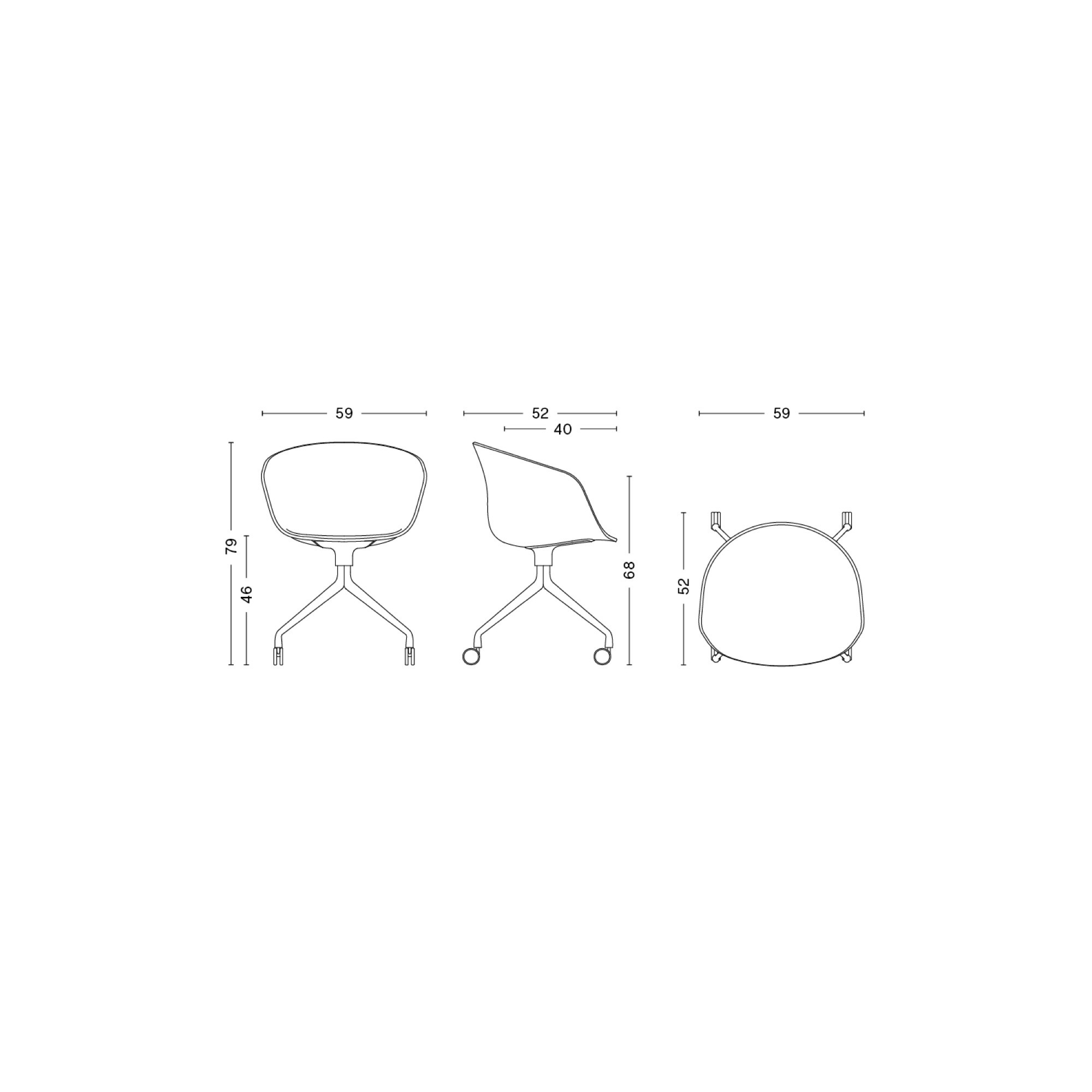 chaise AAC25 (entièrement tapissée + roulettes) - HAY