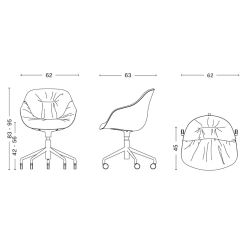 AAC153 Soft (ent. tapissée rembourrée + roulettes + hauteur réglable) - HAY