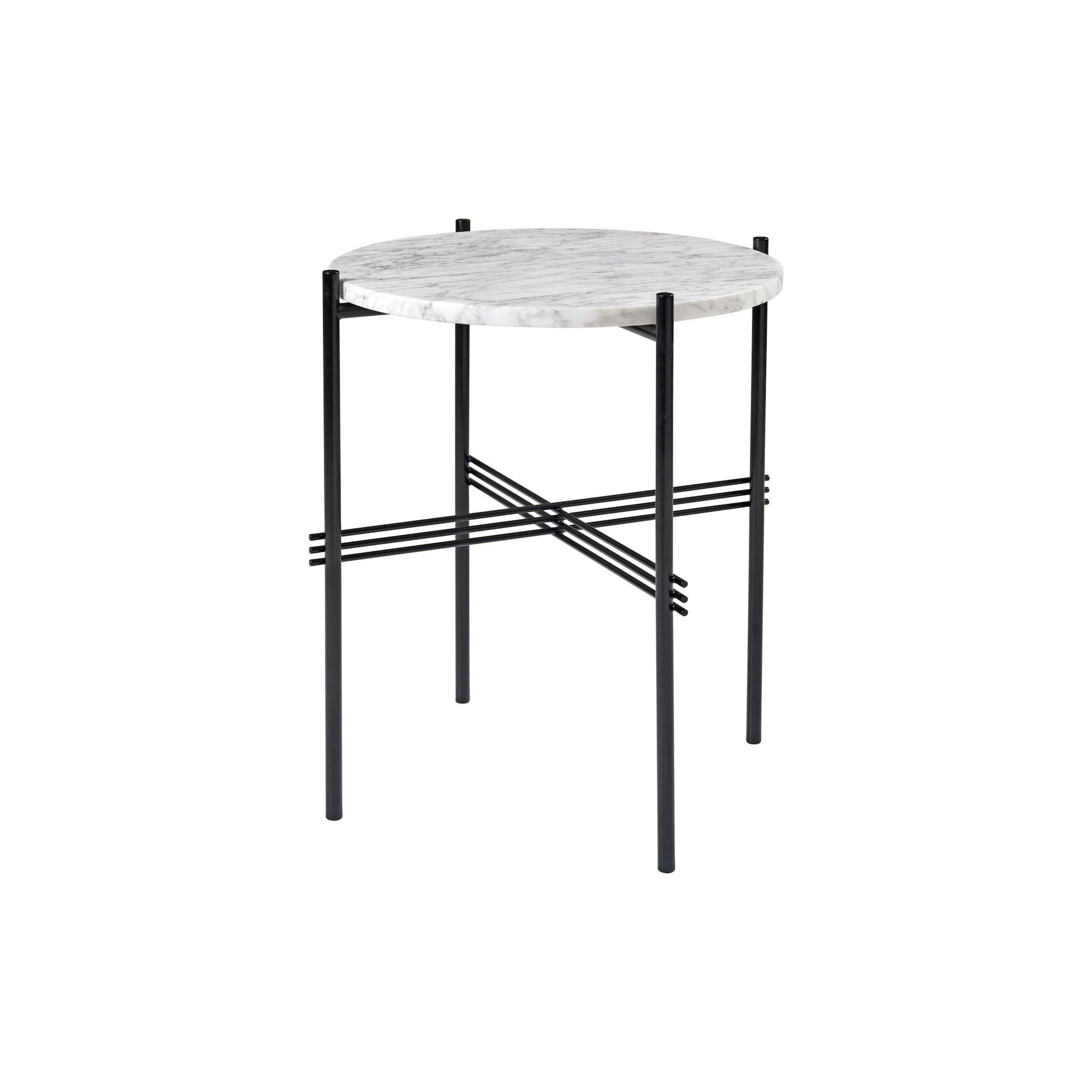 Ø40xH51cm - marbre blanc - base noire - table ronde TS - Gubi