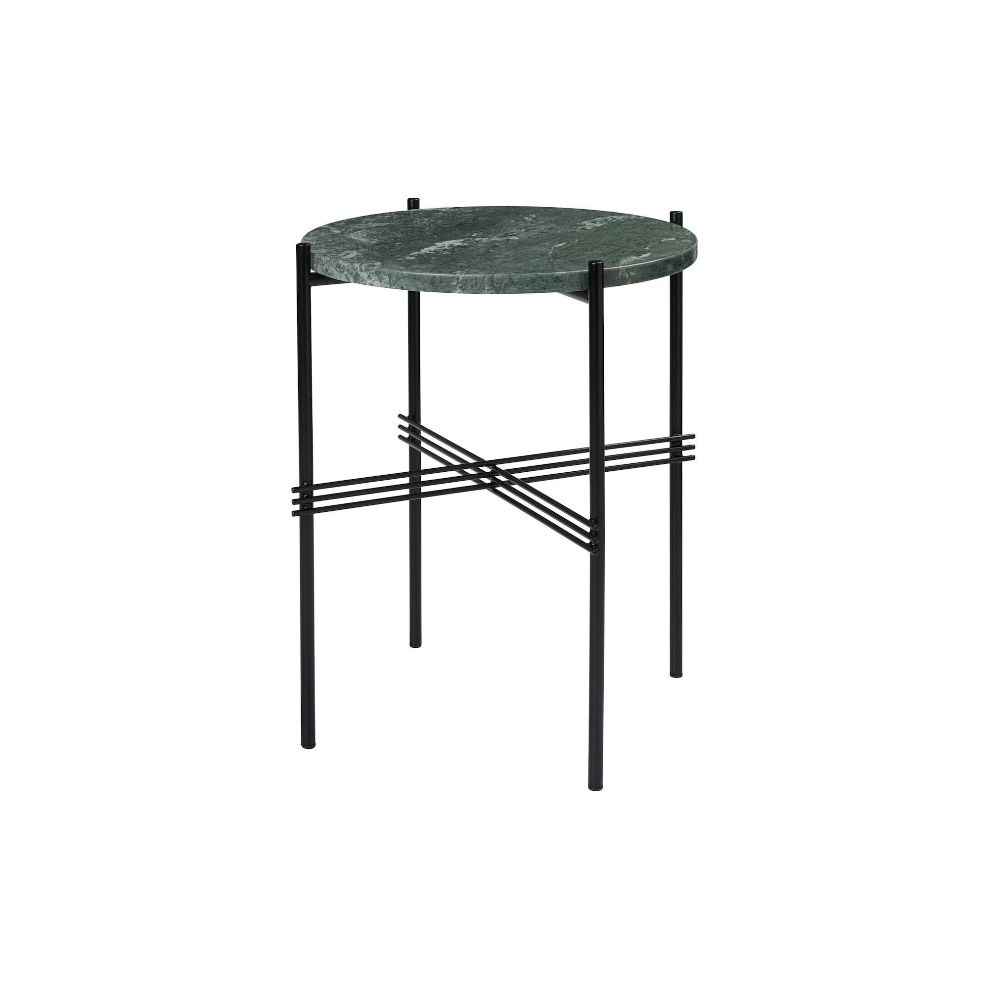 Ø40xH51cm - marbre vert - base noire - table ronde TS - Gubi