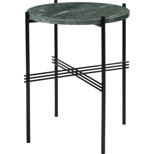 Ø40xH51cm - green marble - black base - TS round table - Gubi