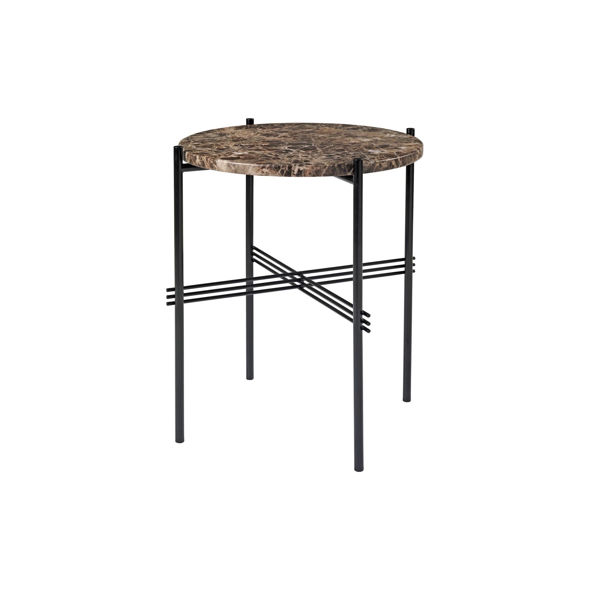 Ø40xH51cm - brown marble - black base - TS round table - Gubi