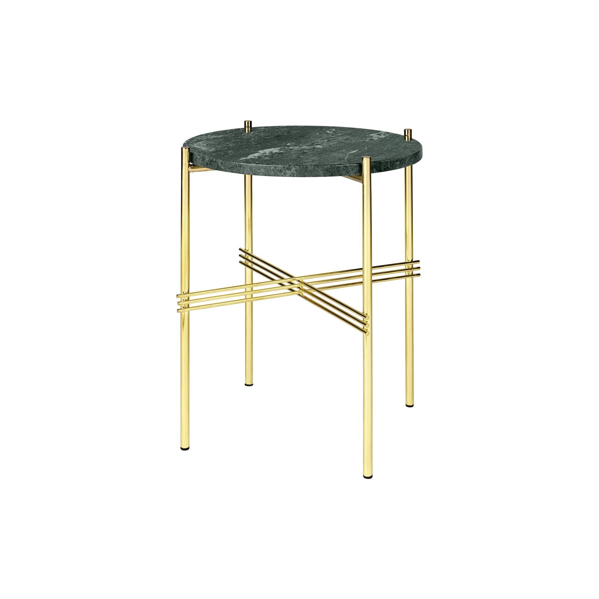 Ø40xH51cm - marbre vert - base laiton - table ronde TS - Gubi