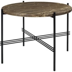 Ø55xH41cm - brown marble - black base - TS round table - Gubi