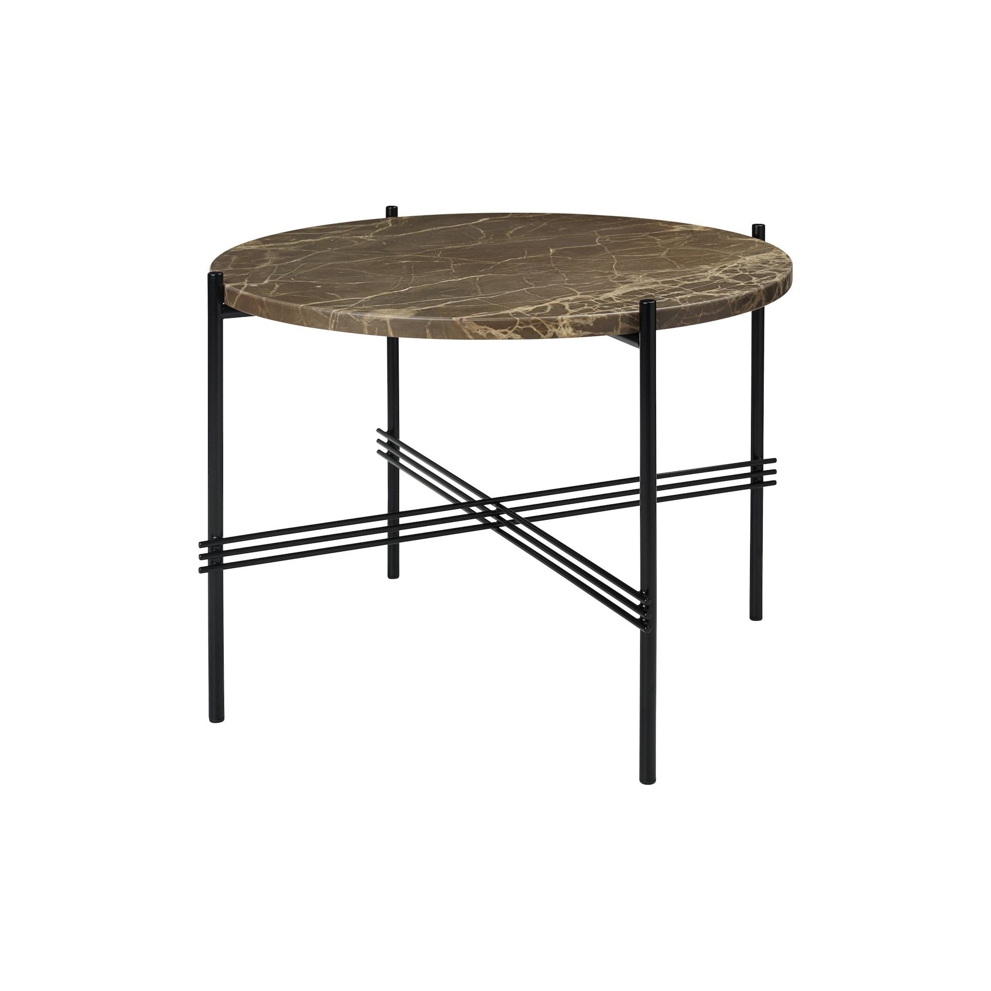 Ø55xH41cm - marbre marron - base noire - table ronde TS - Gubi