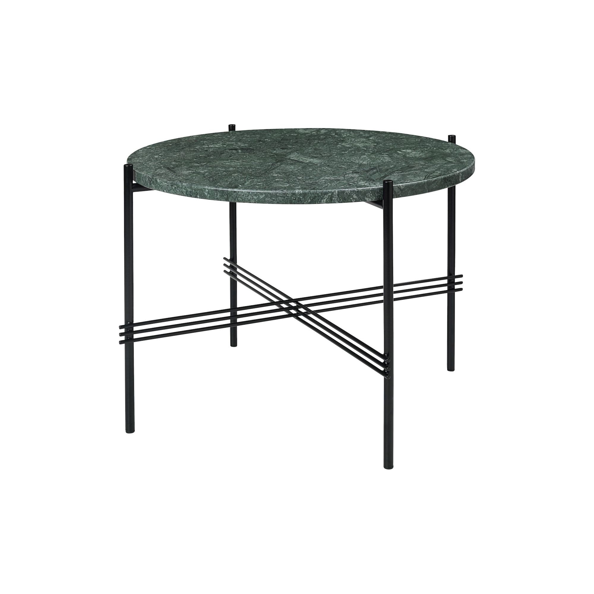 Ø55xH41cm - marbre vert - base noire - table ronde TS - Gubi