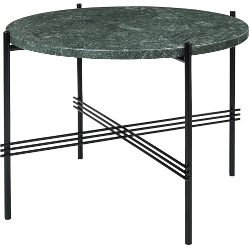 Ø55xH41cm - marbre vert - base noire - table ronde TS - Gubi