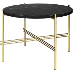 Ø55xH41cm - marbre noir - base laiton - table ronde TS - Gubi