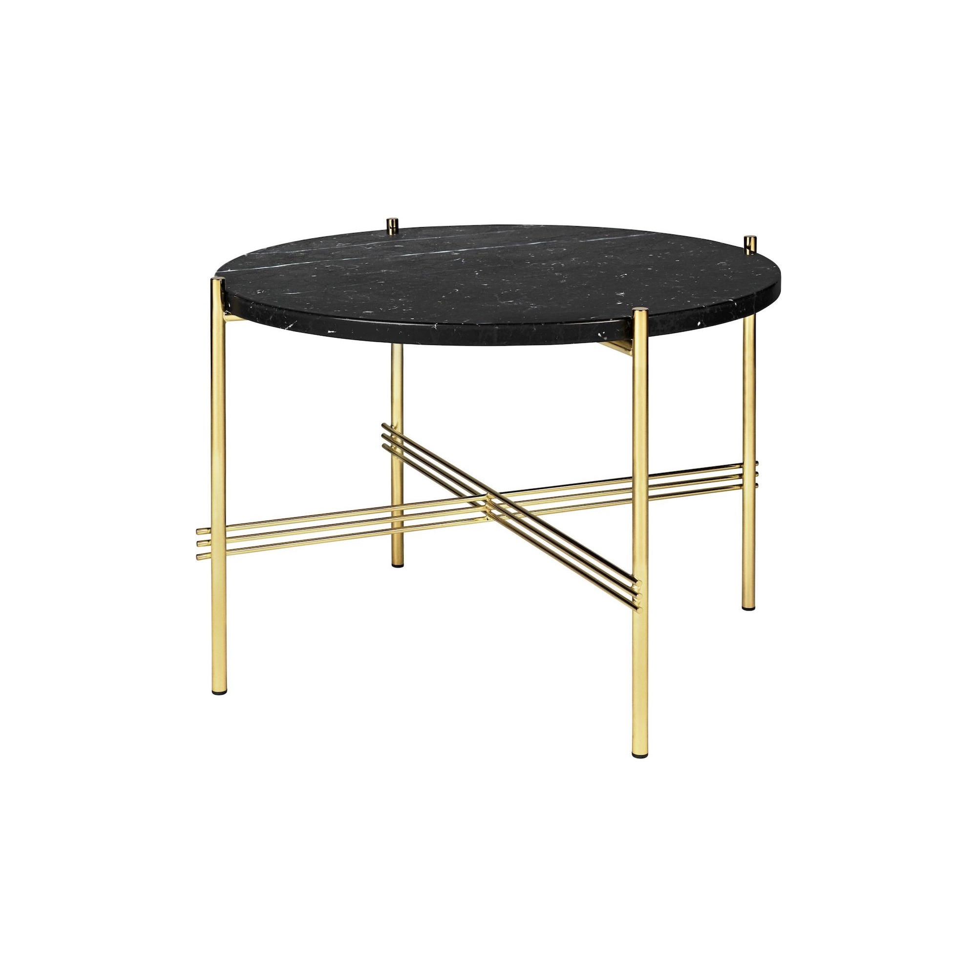 Ø55xH41cm - marbre noir - base laiton - table ronde TS - Gubi