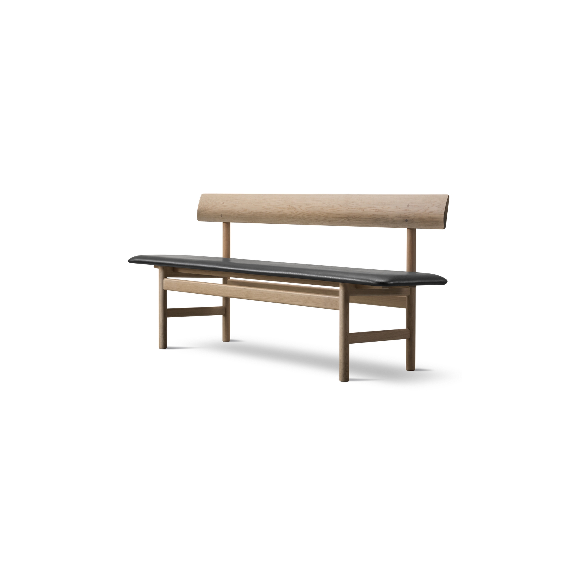 SOLD OUT Light oiled oak / Omni leather Black 301 – Mogensen Bench 3171 - Fredericia