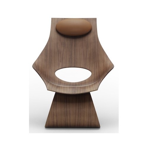 lacquered walnut + Thor 307 leather neck cushion - Dream chair wood - Carl Hansen & Søn