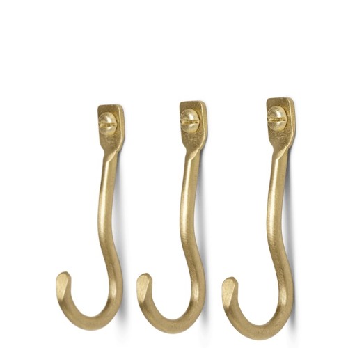 Hooks set of 3 - brass - Curvature - Ferm Living