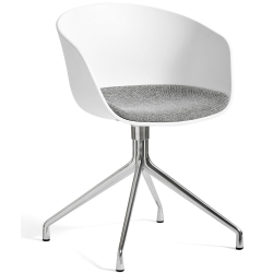 Hallingdal 126 fixed seat + white shell - aluminium legs - AAC20 - HAY