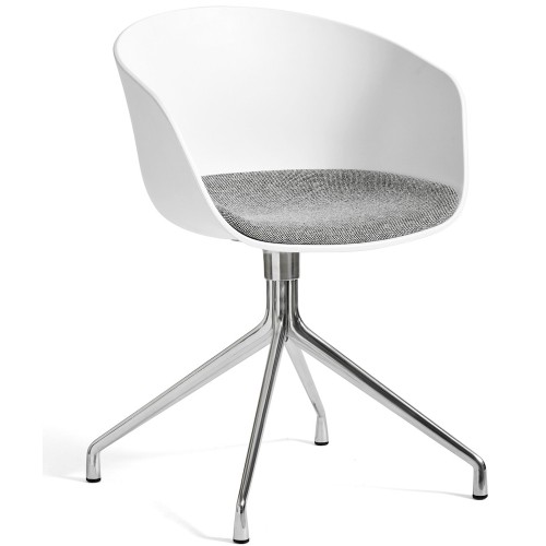 Hallingdal 126 fixed seat + white shell - aluminium legs - AAC20 - HAY