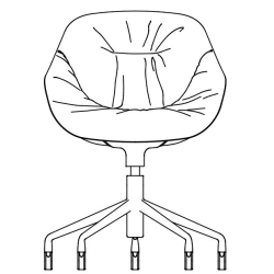 AAC153 Soft (ent. tapissée rembourrée + roulettes + hauteur réglable) - HAY