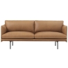 2-seater Outline sofa – Cognac Refine leather + black legs - Muuto