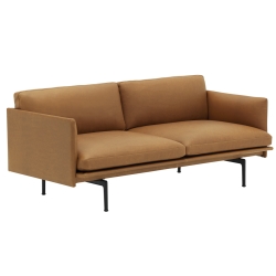 Canapé Outline 2 places – cuir Refine cognac + pieds noirs - Muuto