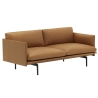 2-seater Outline sofa – Cognac Refine leather + black legs - Muuto