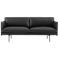 2-seater Outline sofa – Black Refine leather - Muuto