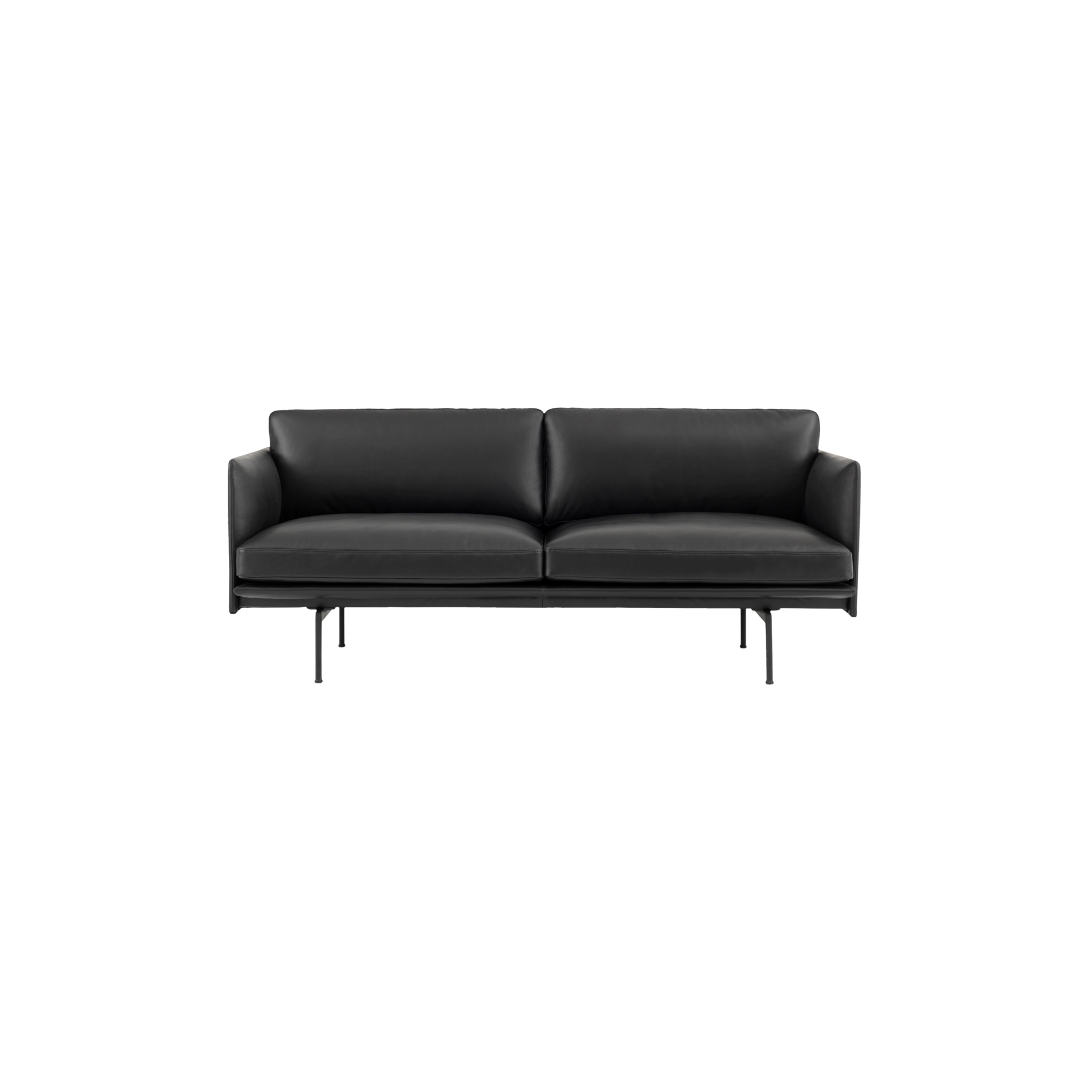 2-seater Outline sofa – Black Refine leather - Muuto