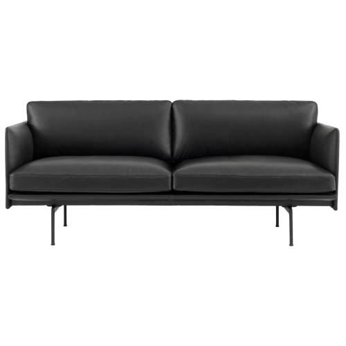 2-seater Outline sofa – Black Refine leather - Muuto