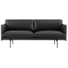 2-seater Outline sofa – Black Refine leather - Muuto