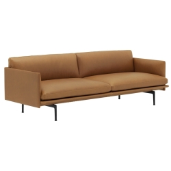 Canapé Outline 3 places – cuir Refine cognac + pieds noirs - Muuto